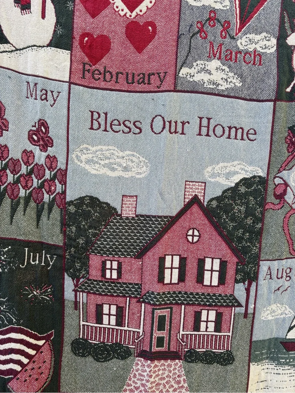 Source Unknown Pink & Gray 'Bless Our Home' Seasonal Throw Blanket with